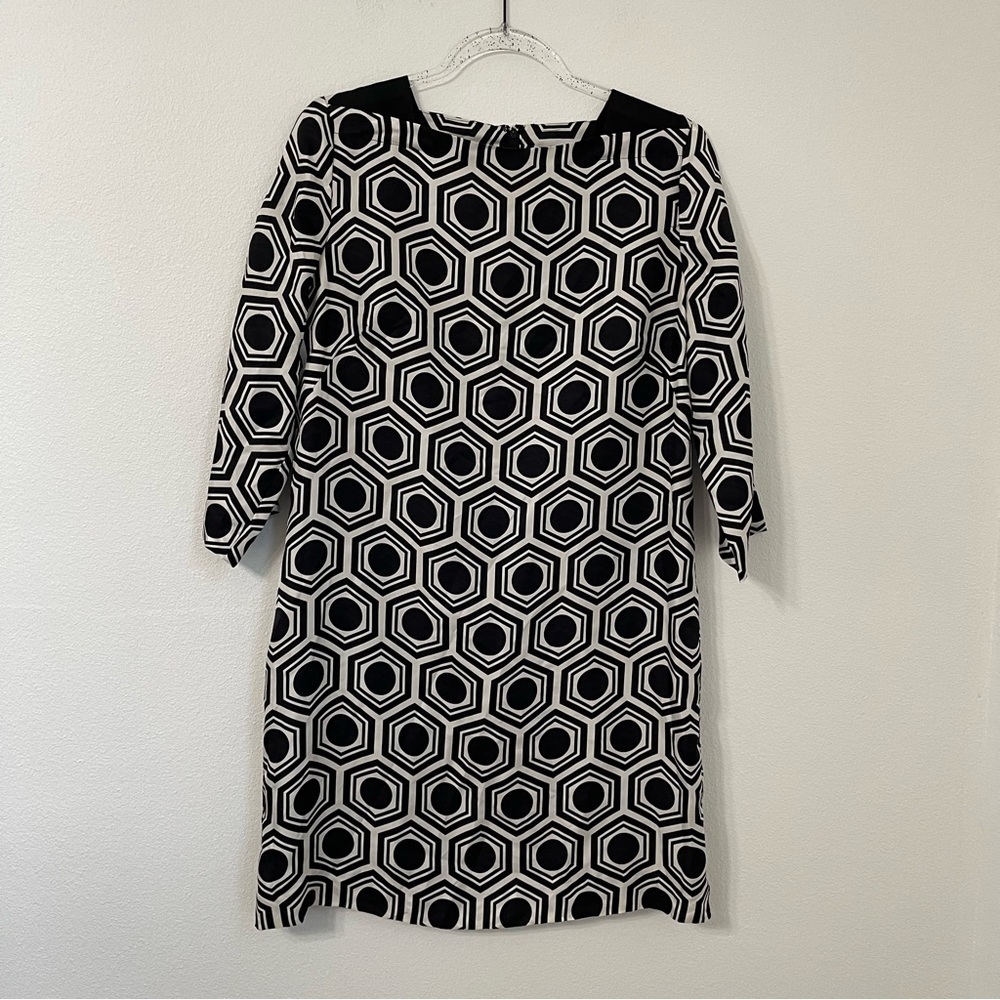 Milly Of New York Black and White Career Dress 100% Silk Size 10